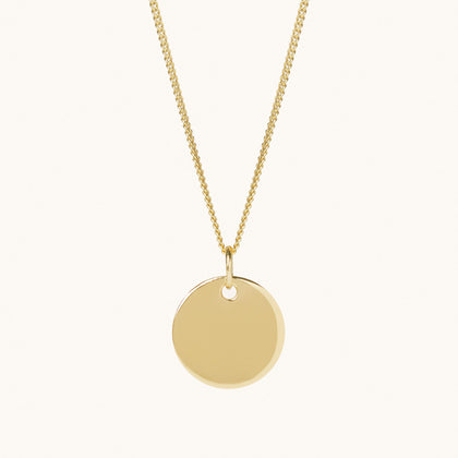 Engraveable Round Necklace Gold